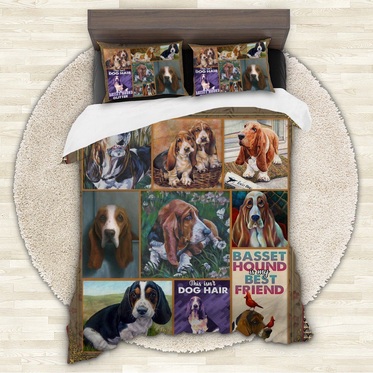 Basset Hound Dog Hair Bedding Set