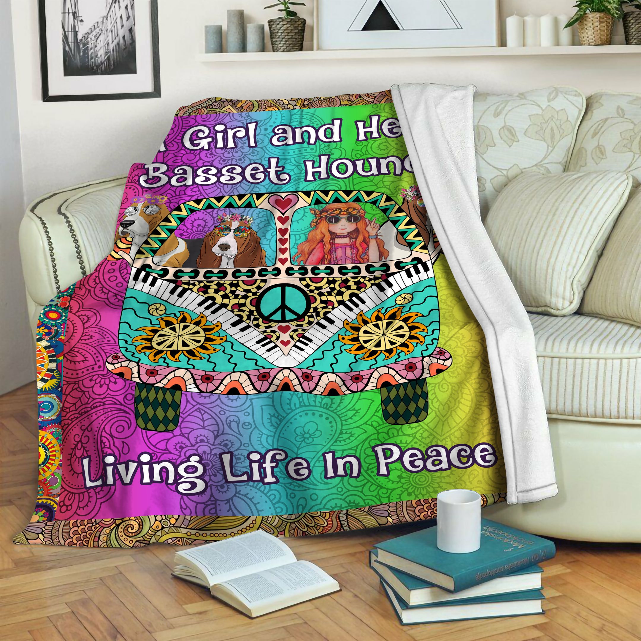 Basset Hound Dog Hippie Fleece Blanket