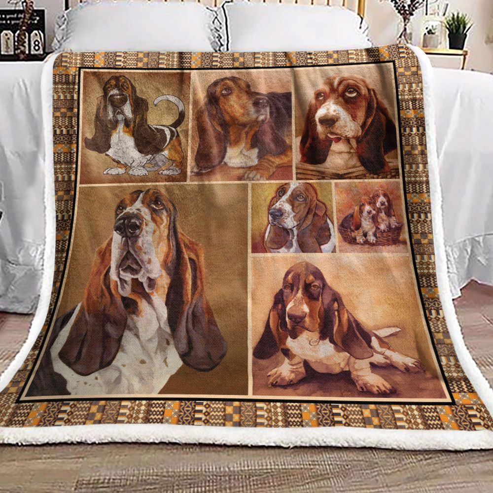 Basset Hound Dog Sherpa Fleece Blanket