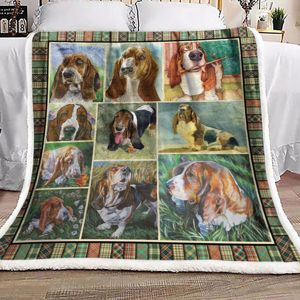 Basset Hound Dog Sherpa Fleece Blanket