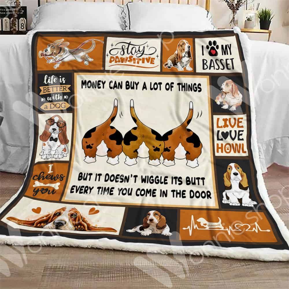 Basset Hound Life Is Better With A Dog Sherpa Fleece Blanket