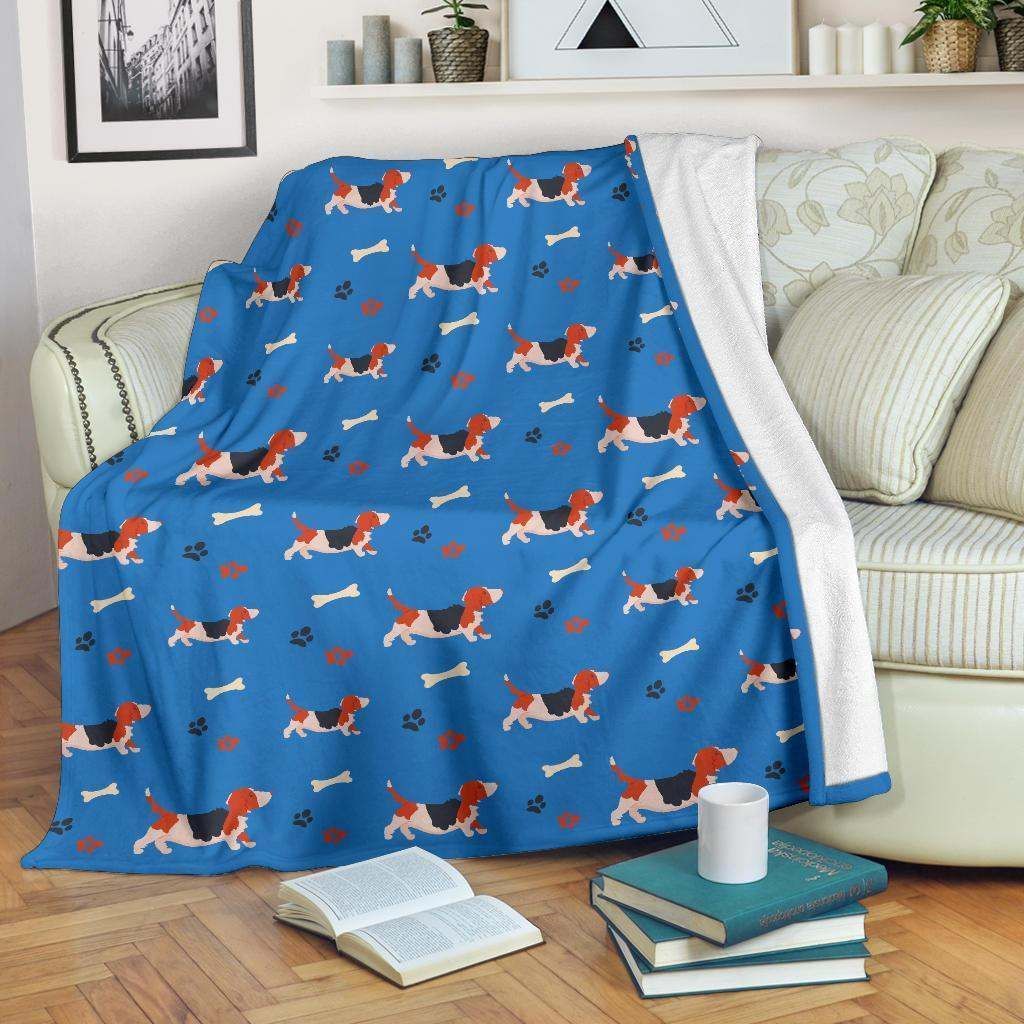 Basset Hound Pattern Sherpa Fleece Blanket