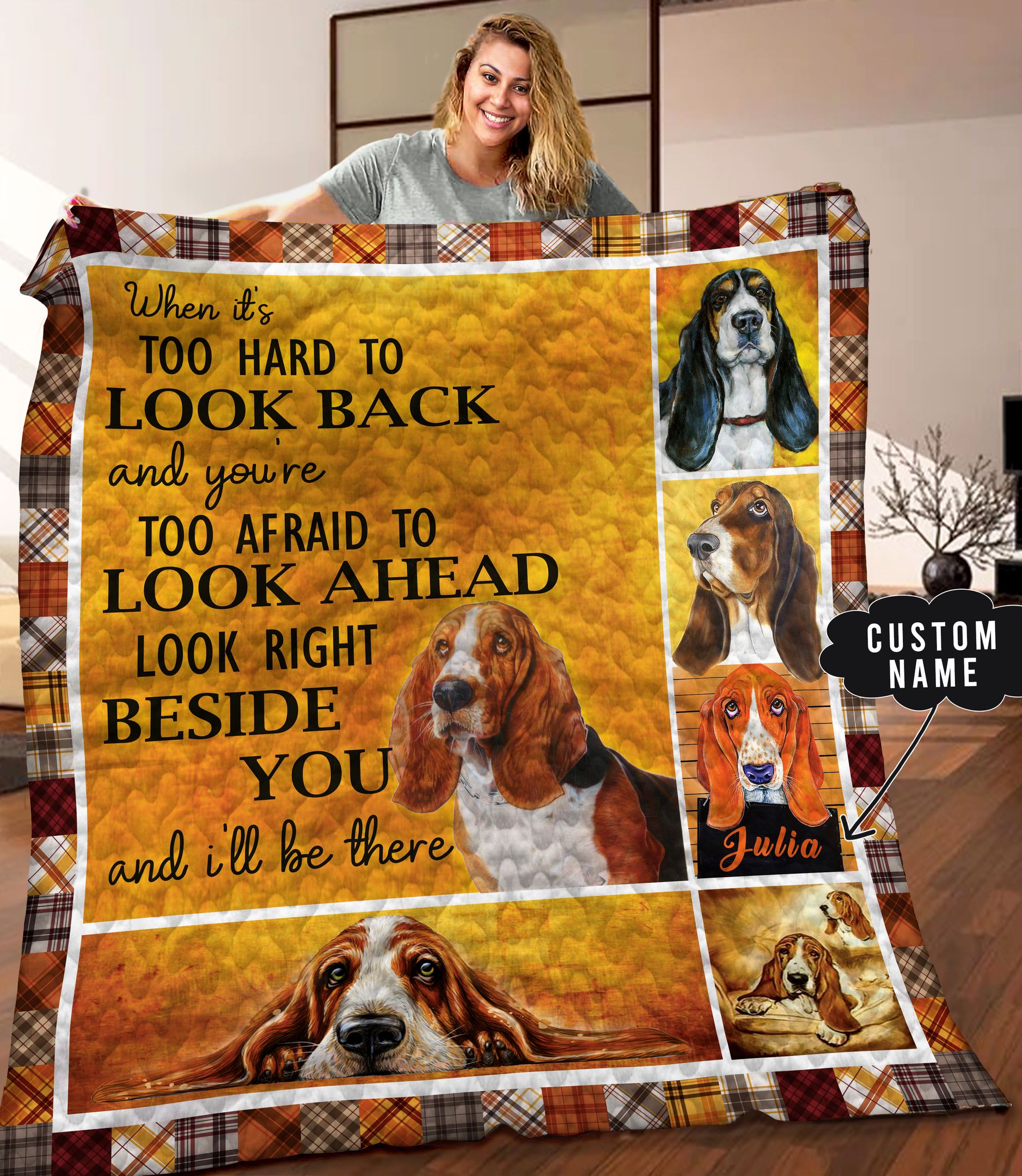Basset Hound Personalized Quilt Blanket C9B090603HD