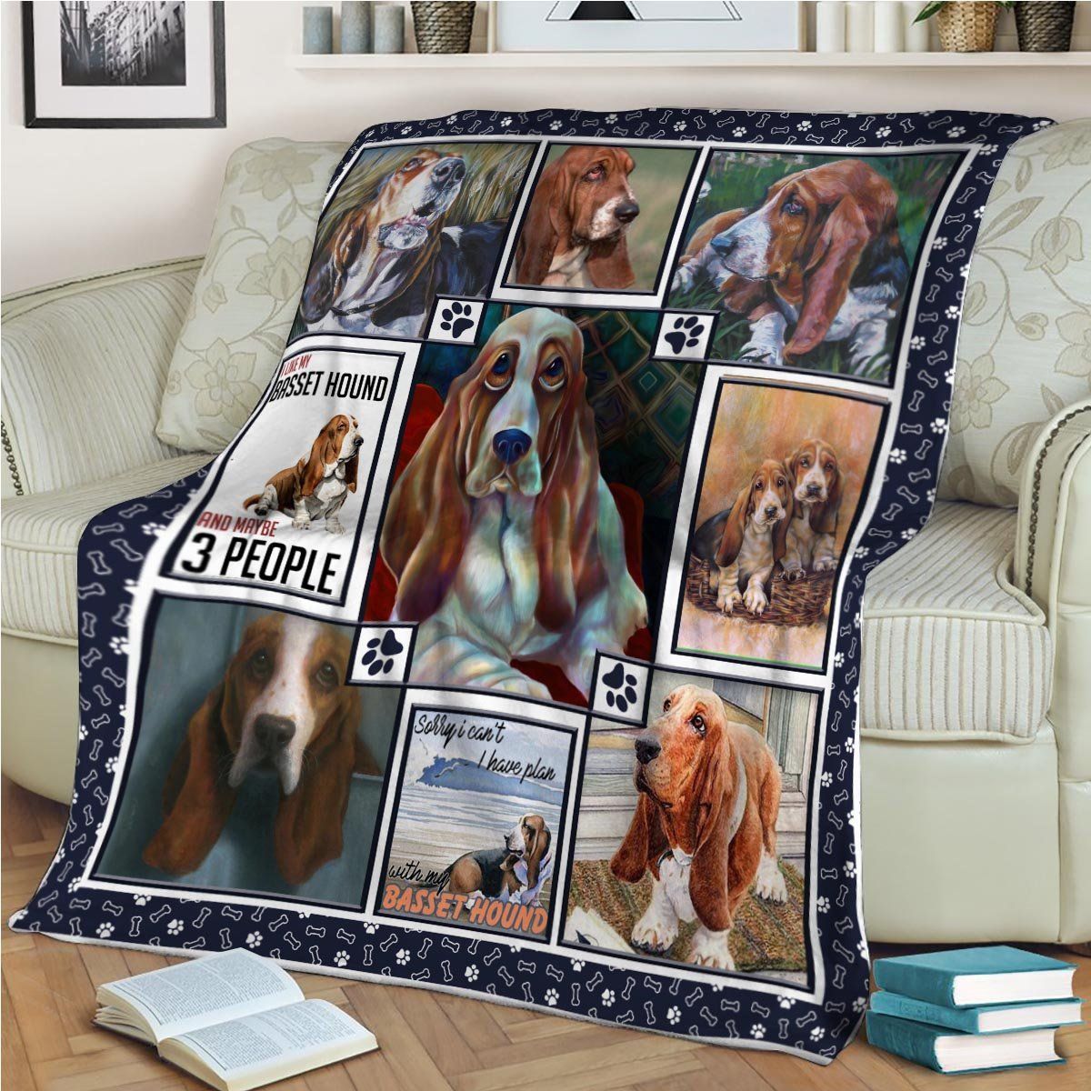Basset Hound Whirlpool Sherpa Fleece Blanket