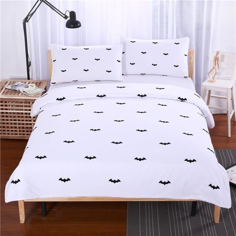 Bat Black And White Printing Bedding Set