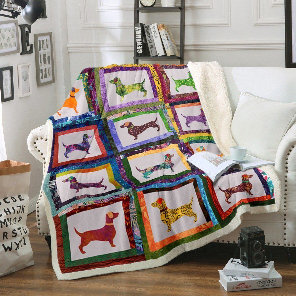 Batik Dachshund Sherpa Fleece Blanket