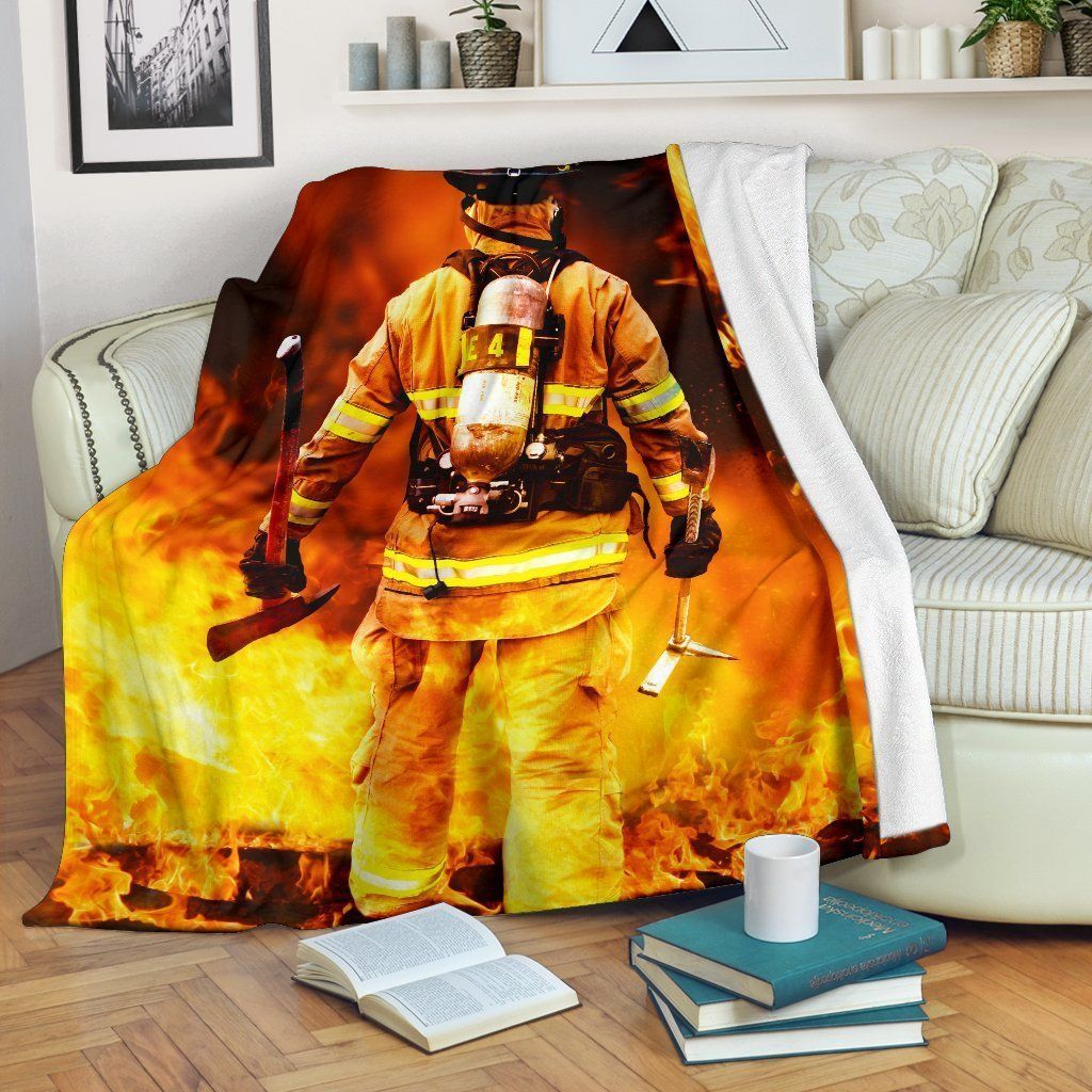 Battling Flamesfirefighter Sherpa Fleece Blanket