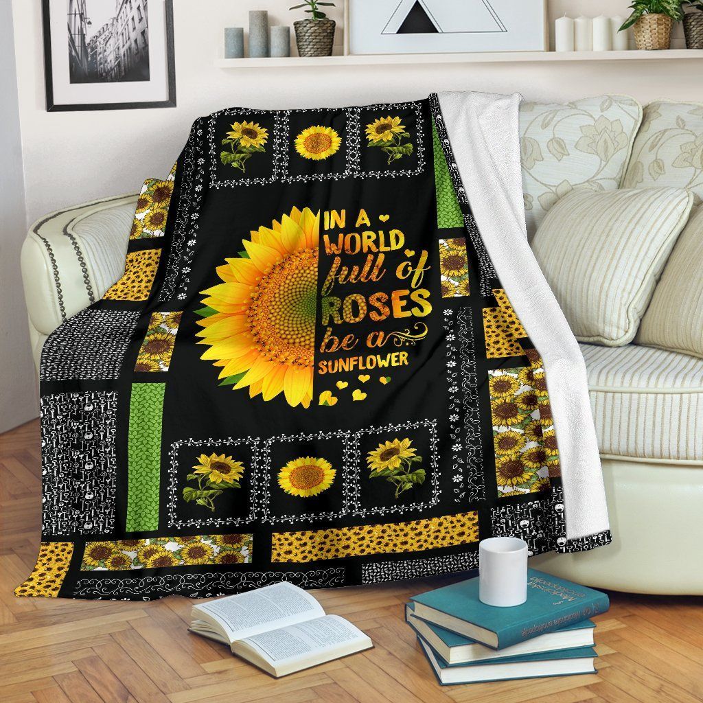 Be A Sunflower Sherpa Fleece Blanket