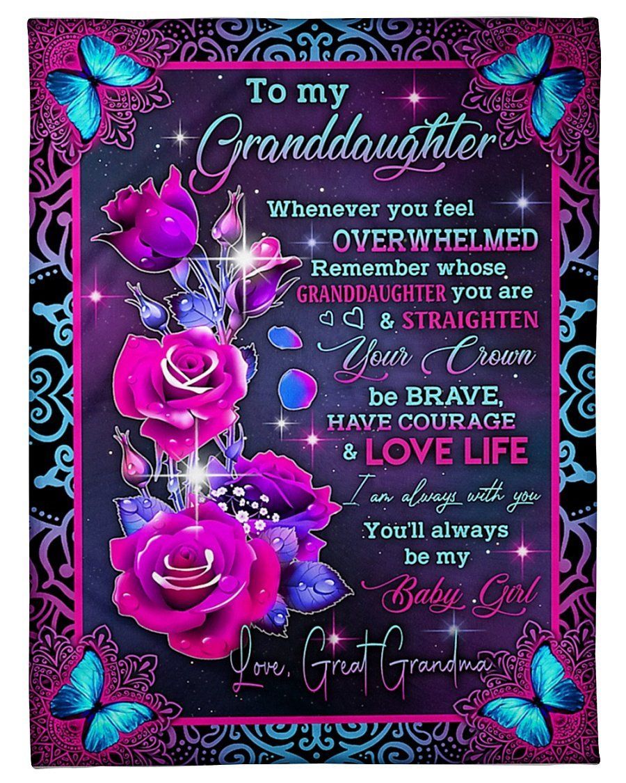 Be Brave Have Courage Grandma To Granddaughter Purple Roses Fleece Blanket Fleece Blanket