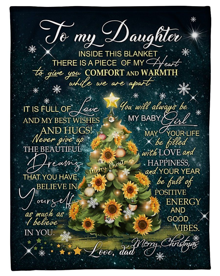 Be Full Of Positive Energy Sunflower Christmas Tree Fleece Blanket To Daughter Fleece Blanket