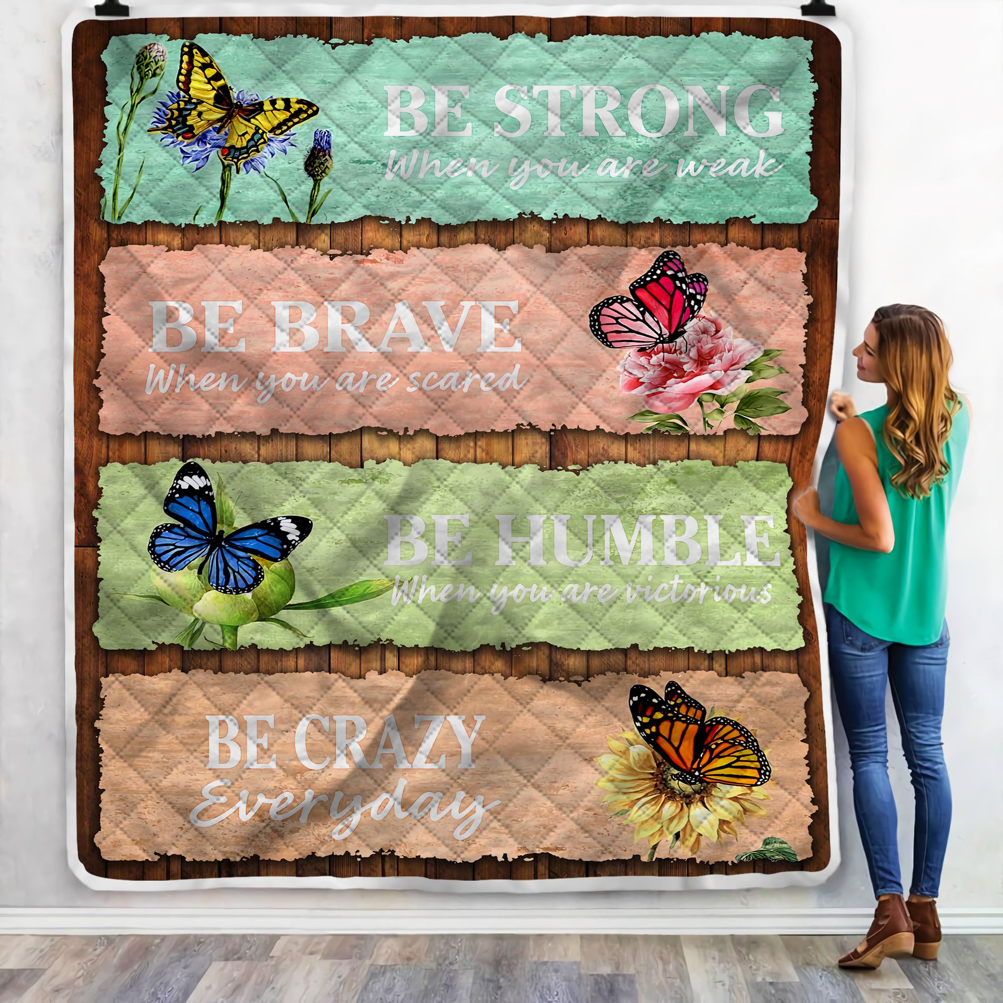 Be Strong Be Brave Be Humble Be Crazy Fleece Blanket