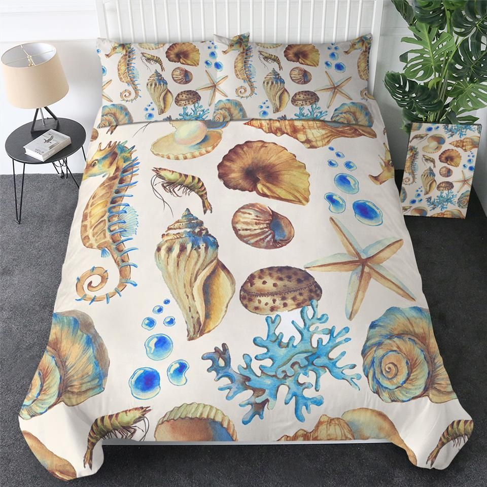 Beach Animal Seashell Seahorse Bedding Set