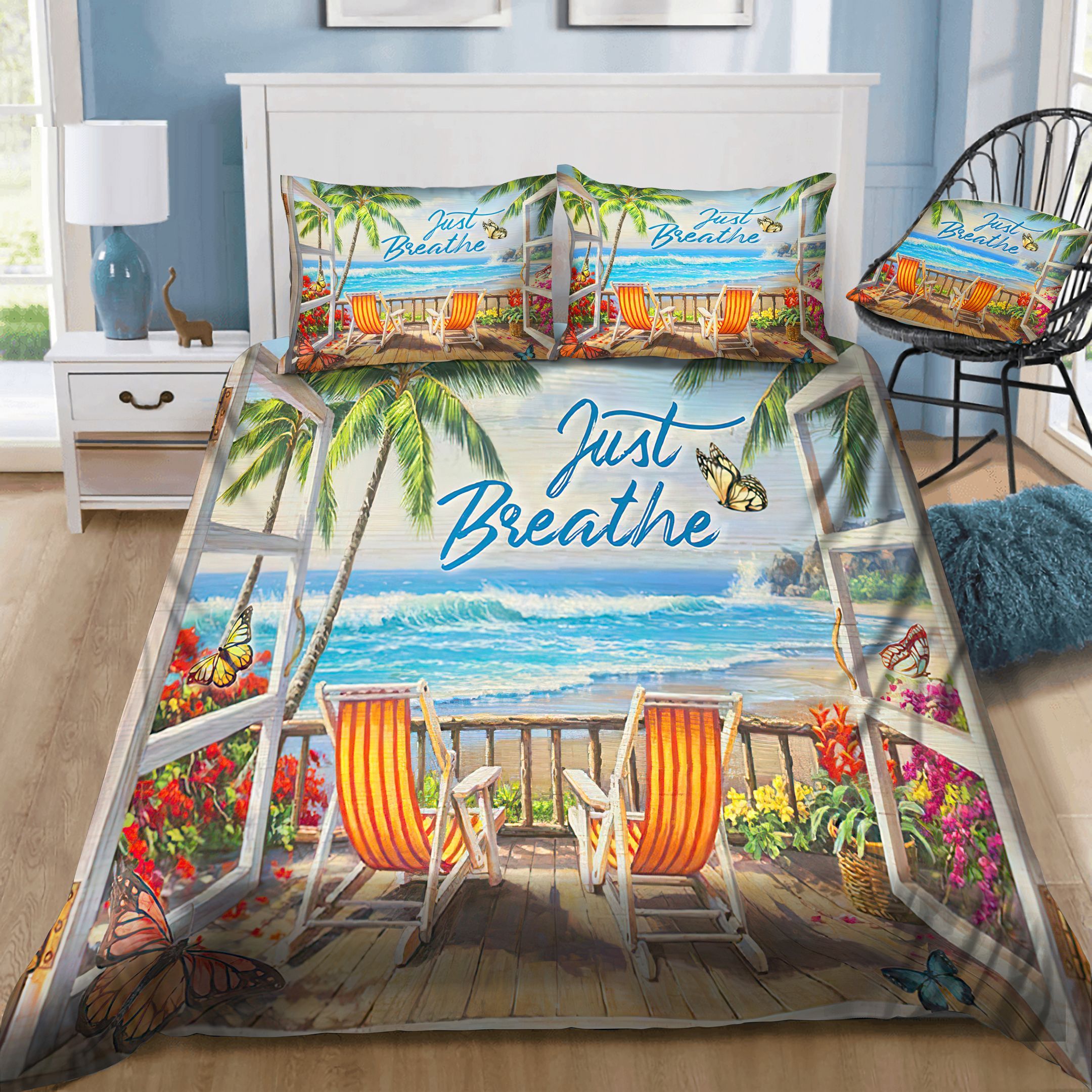 Beach Butterfly Just Breathe Bedding Set