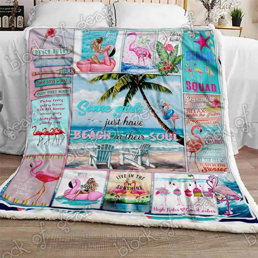 Beach Girls Live In The Sunshine Sherpa Fleece Blanket