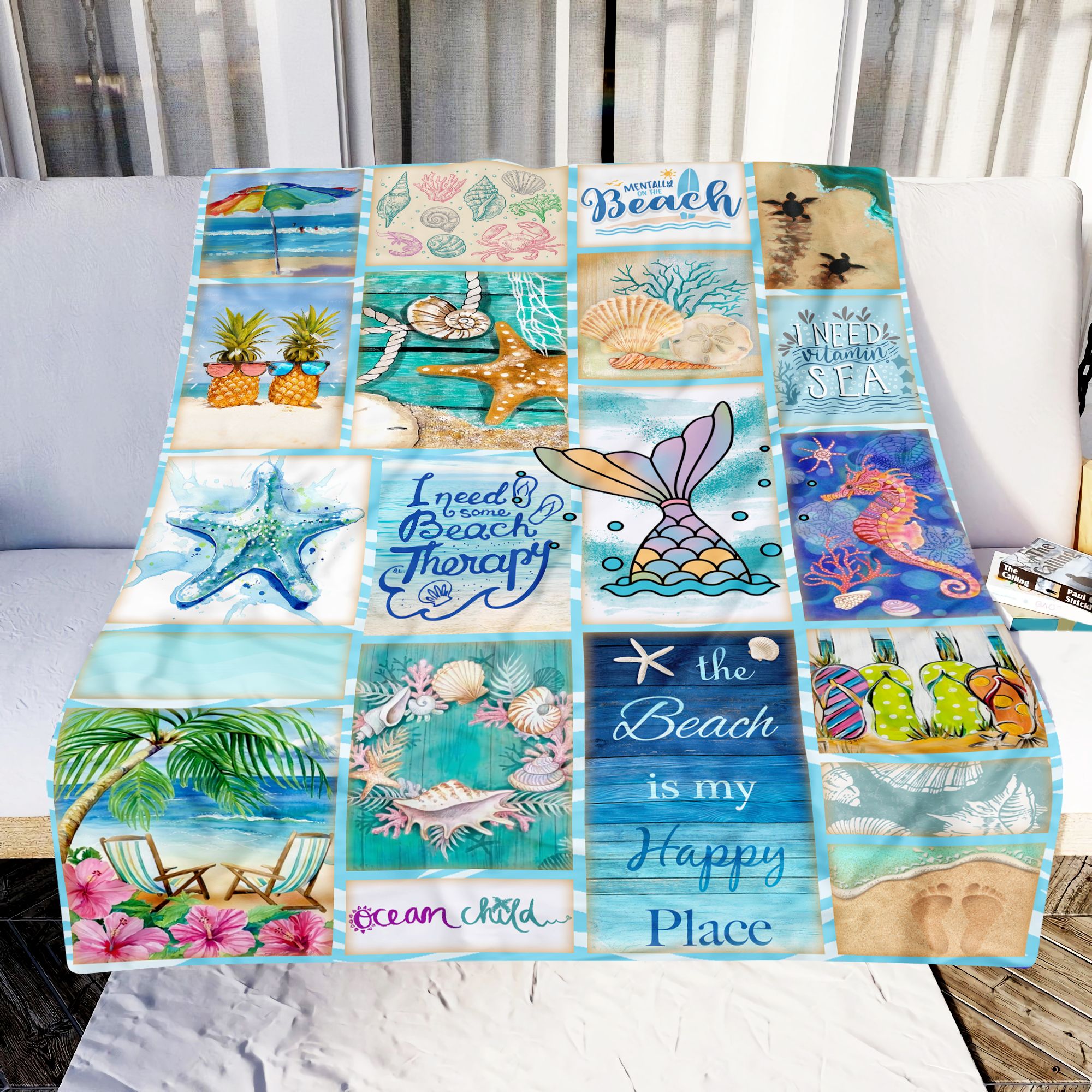 Beach Is My Happy Place Fleece Blanket