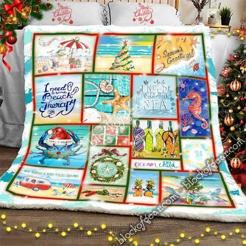 Beach Life Christmas Sherpa Fleece Blanket