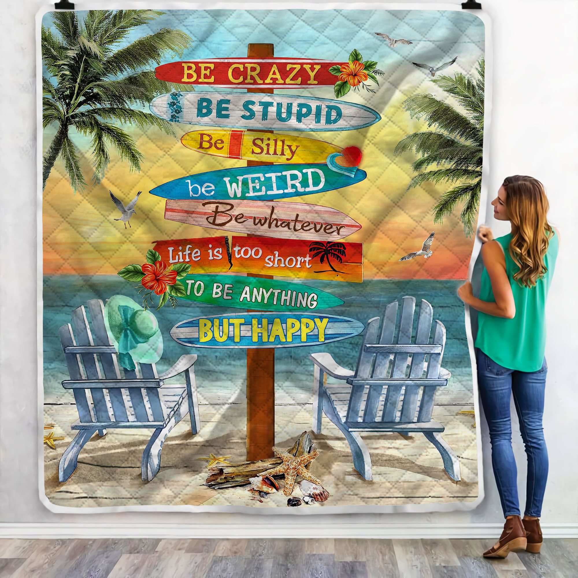 Beach Life Is Too Short Fleece Blanket
