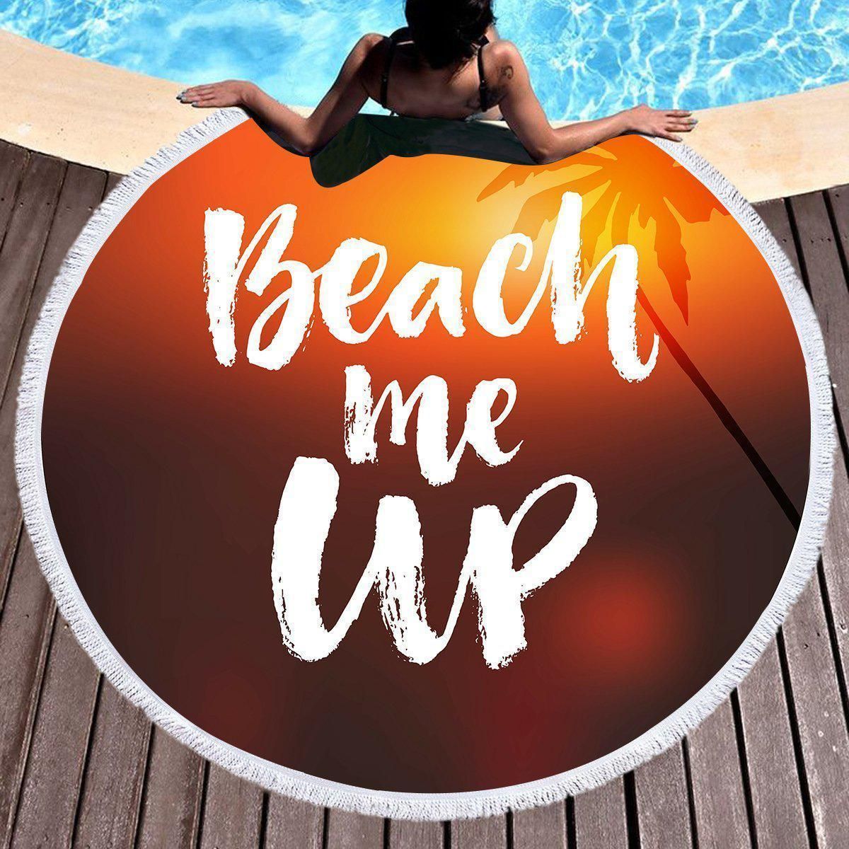 Beach Me Up Printed Round Beach Towel