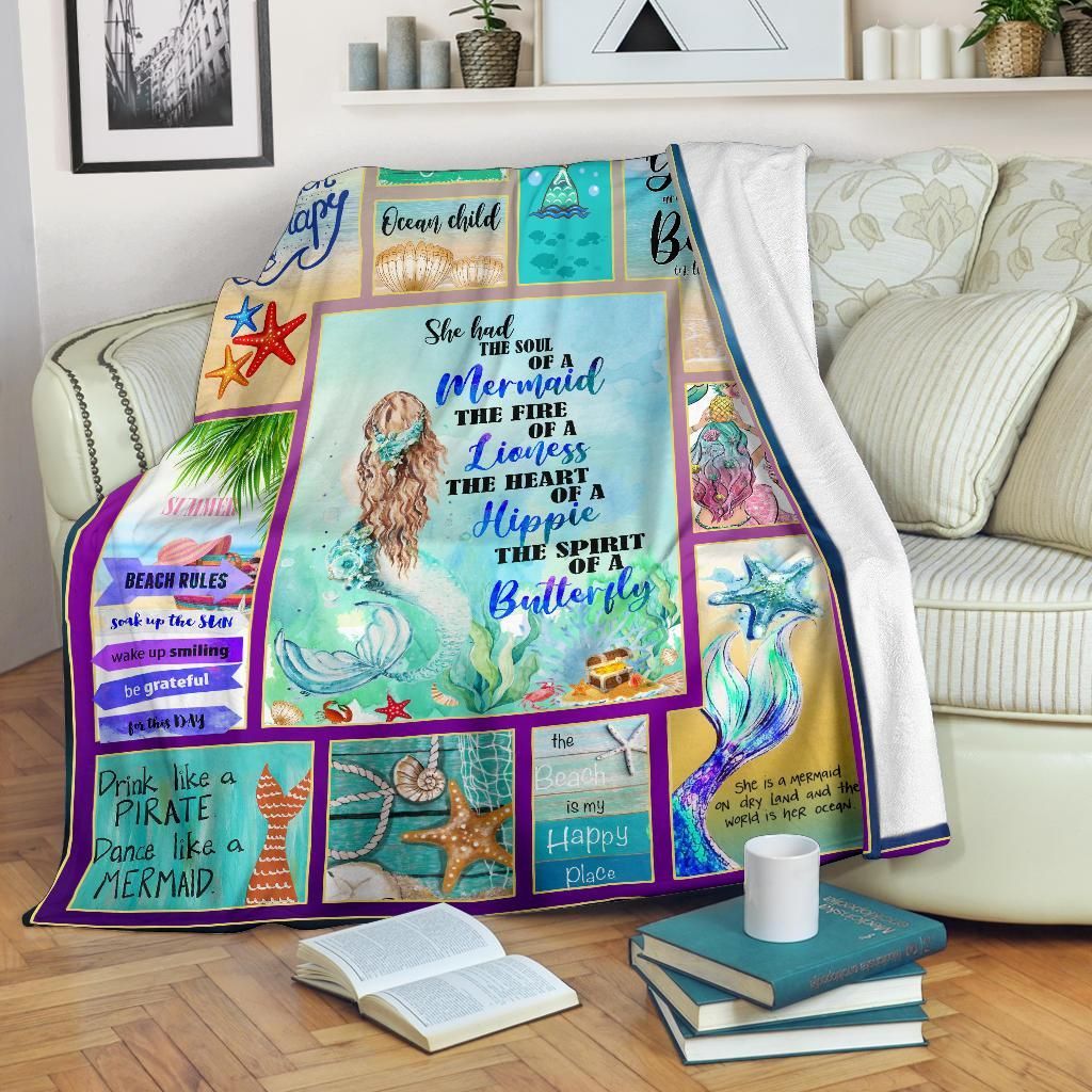 Beach Mermaid Sherpa Fleece Blanket