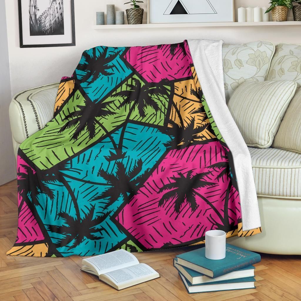Beach Palm Tree Pattern Print Design Fleece Blanket