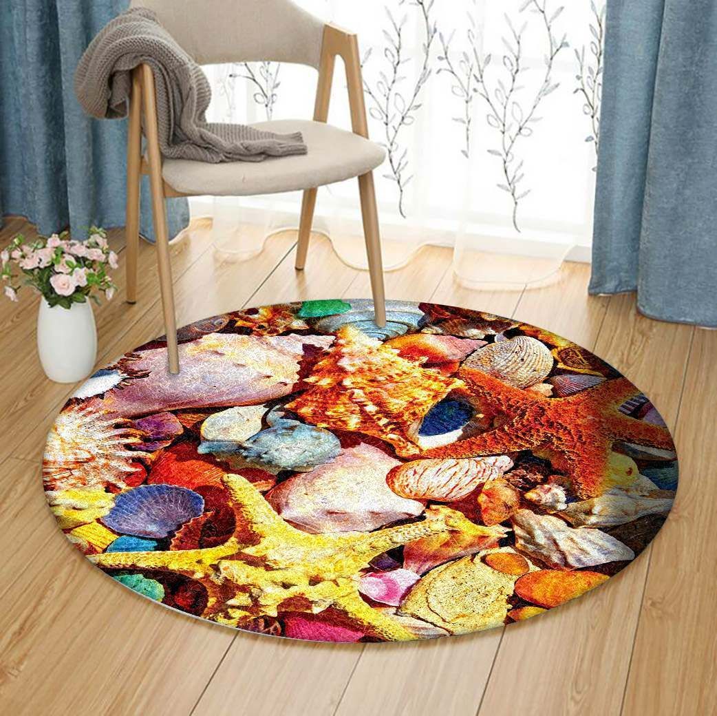 Beach Shells Round Carpet