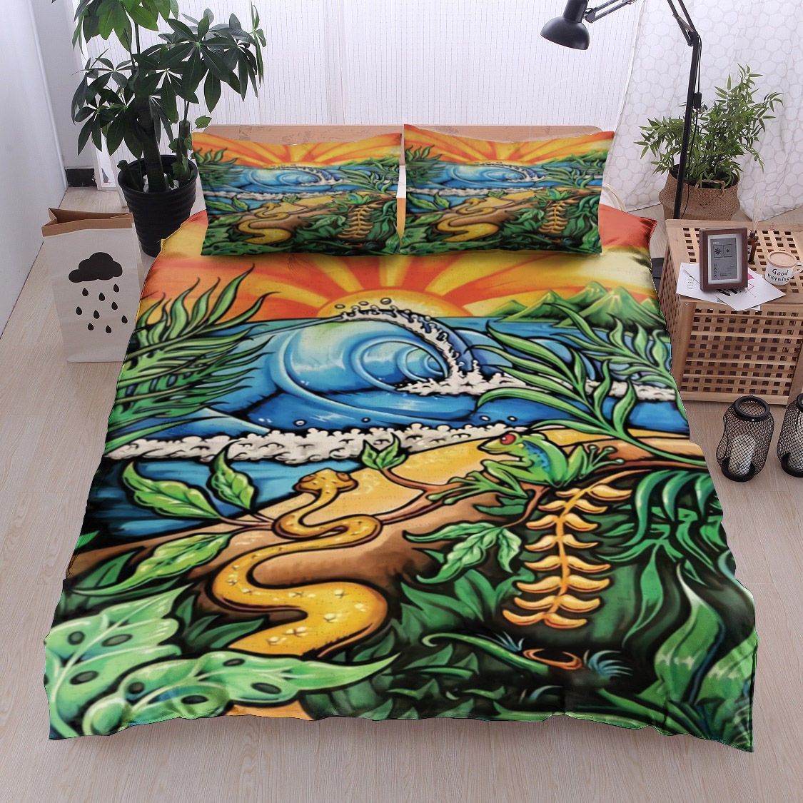Beach Sun Snake Frog Bedding Set