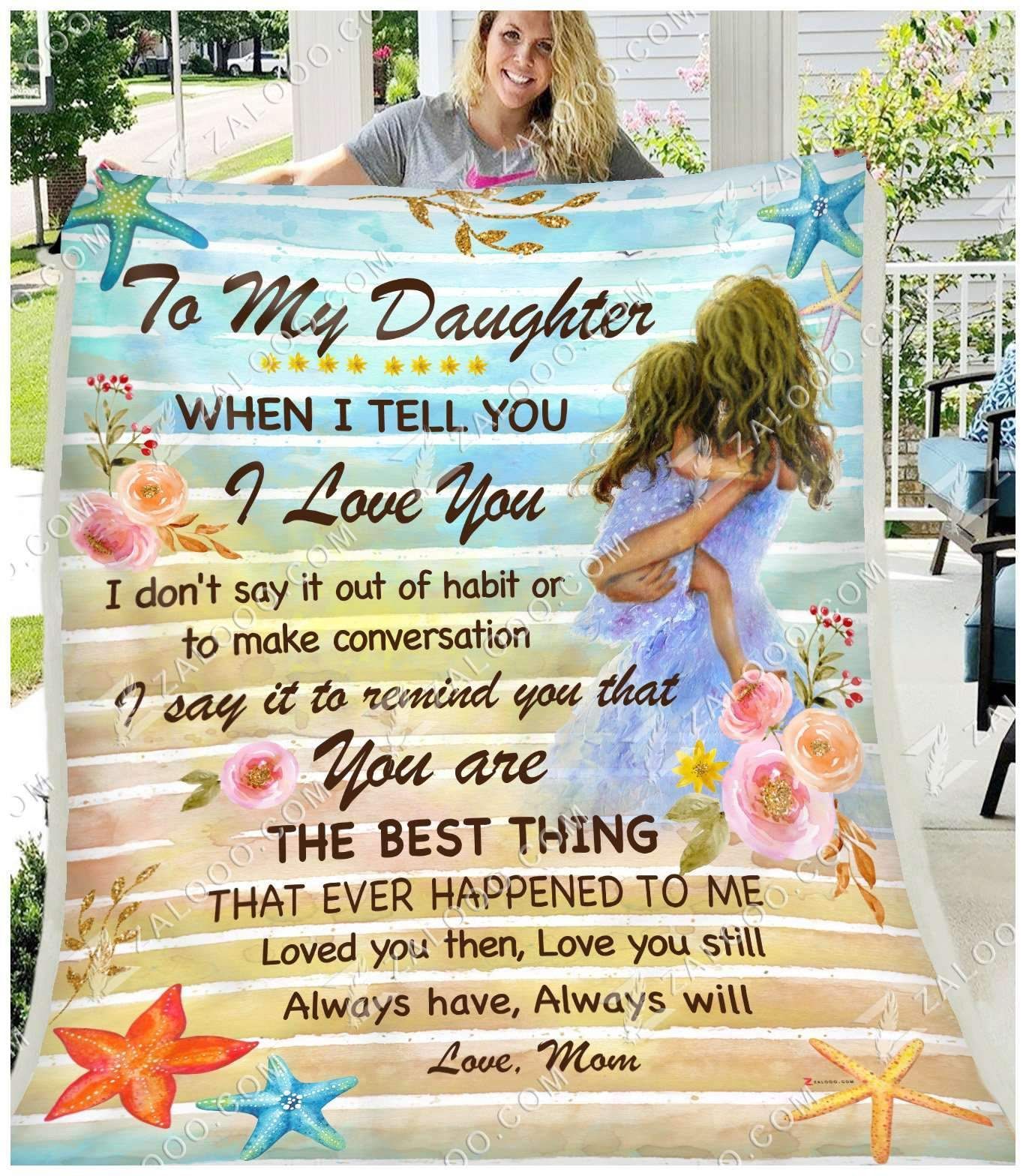 Beach To My Daughter Mom Never Quit Sherpa Fleece Blanket