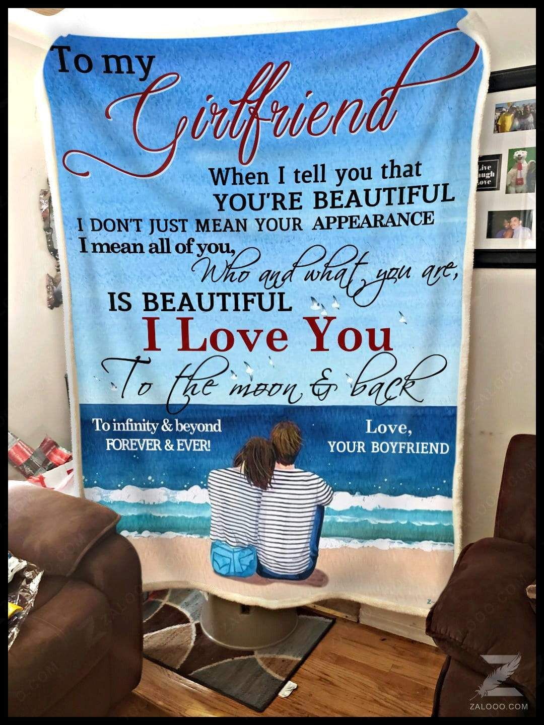 Beach To My Girlfriend When I Tell You That Sherpa Fleece Blanket