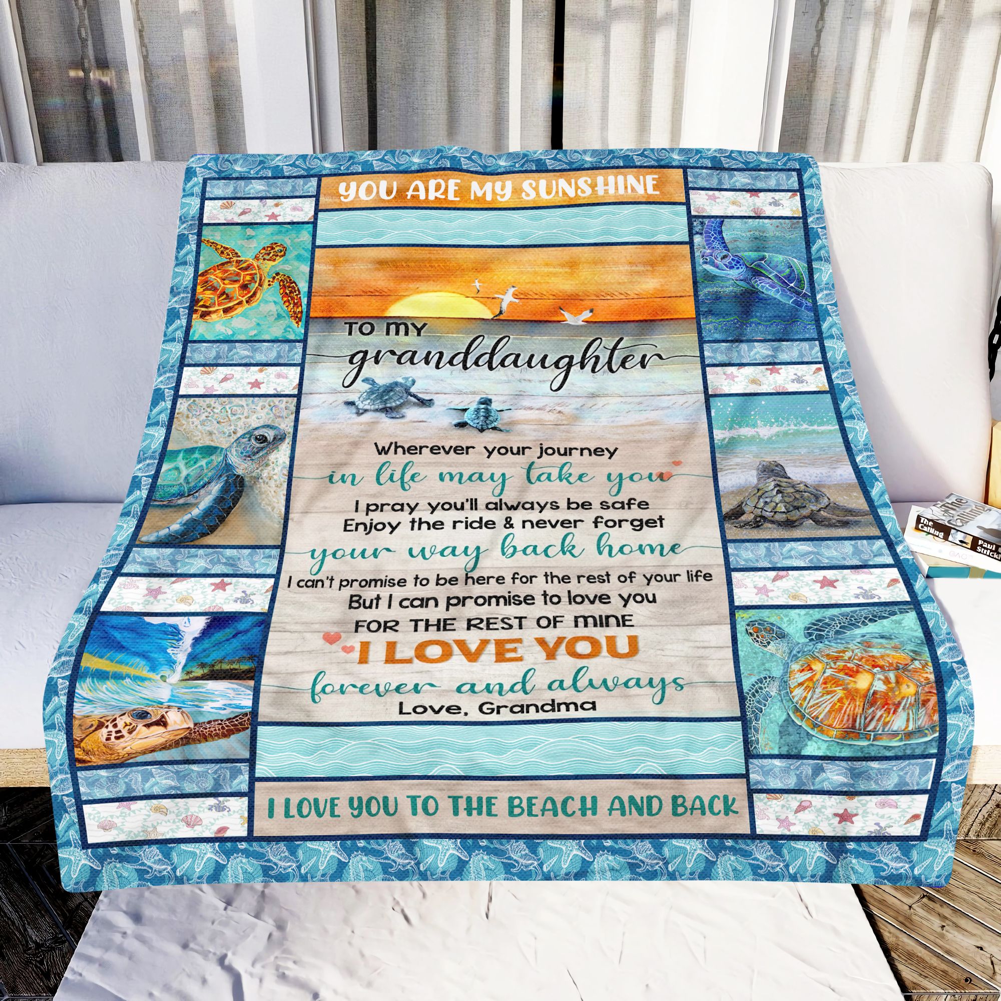 Beach to My Granddaughteer Fleece Blanket