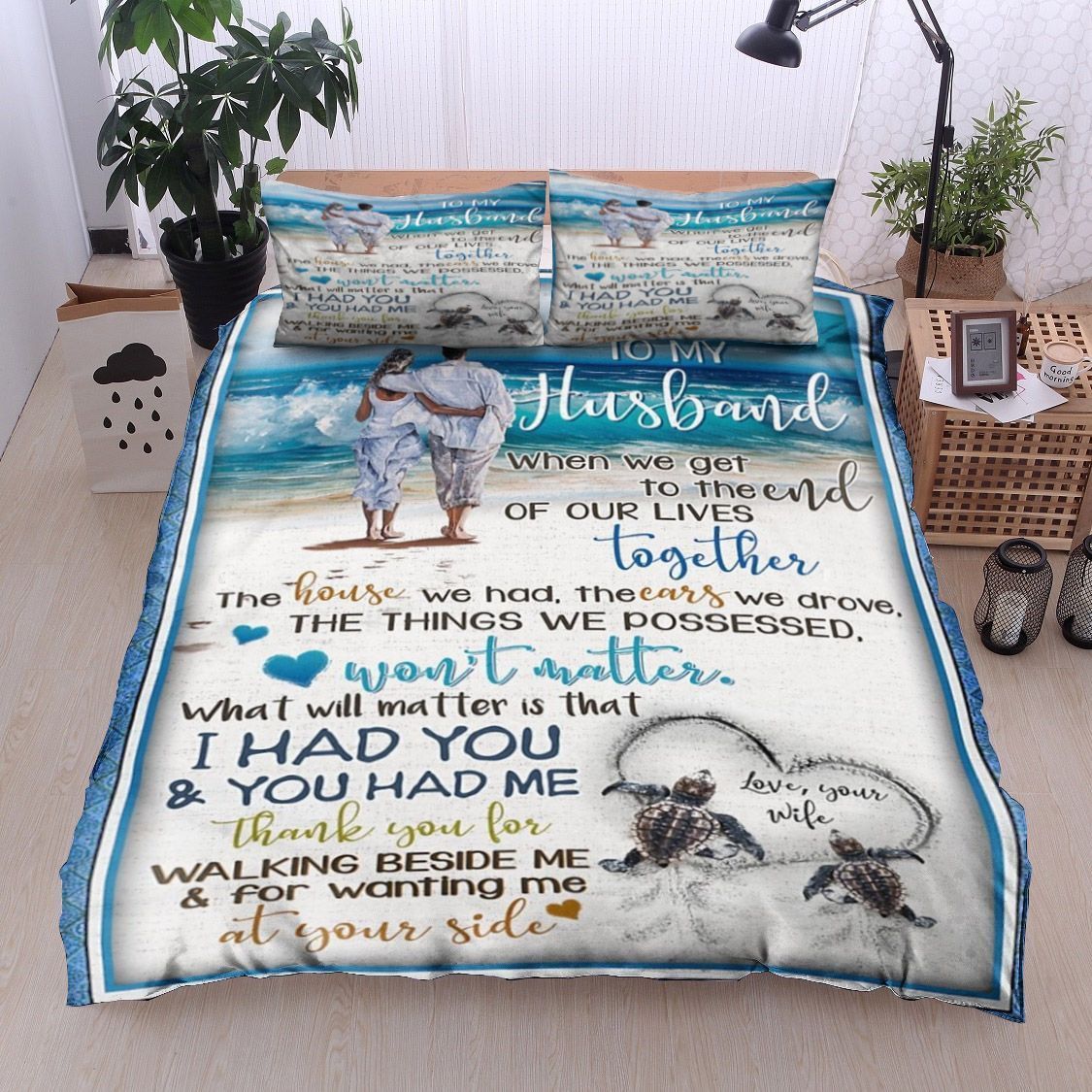 Beach To My Husband Bedding Set