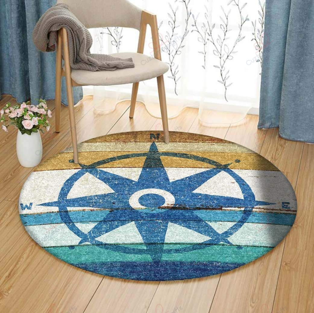 Beachscape Compass Round Carpet