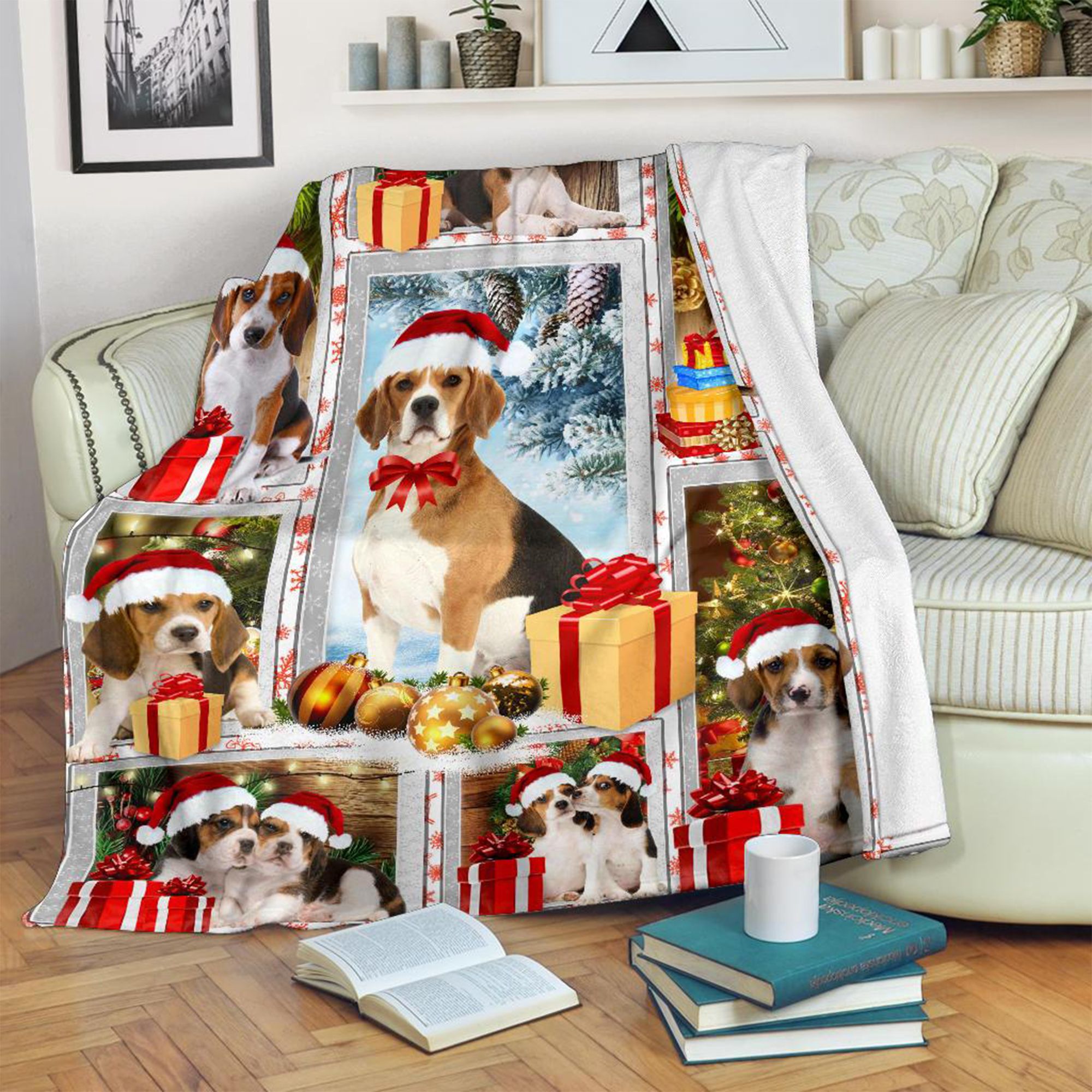 Beagle Christmas Fleece Blanket