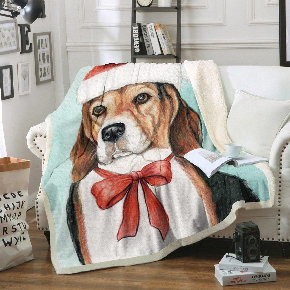 Beagle Christmas Sherpa Fleece Blanket