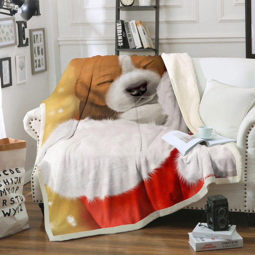 Beagle Christmas Sherpa Fleece Blanket