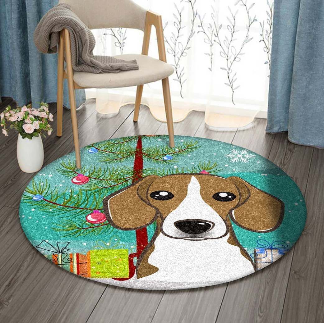 Beagle Christmas Round Carpet