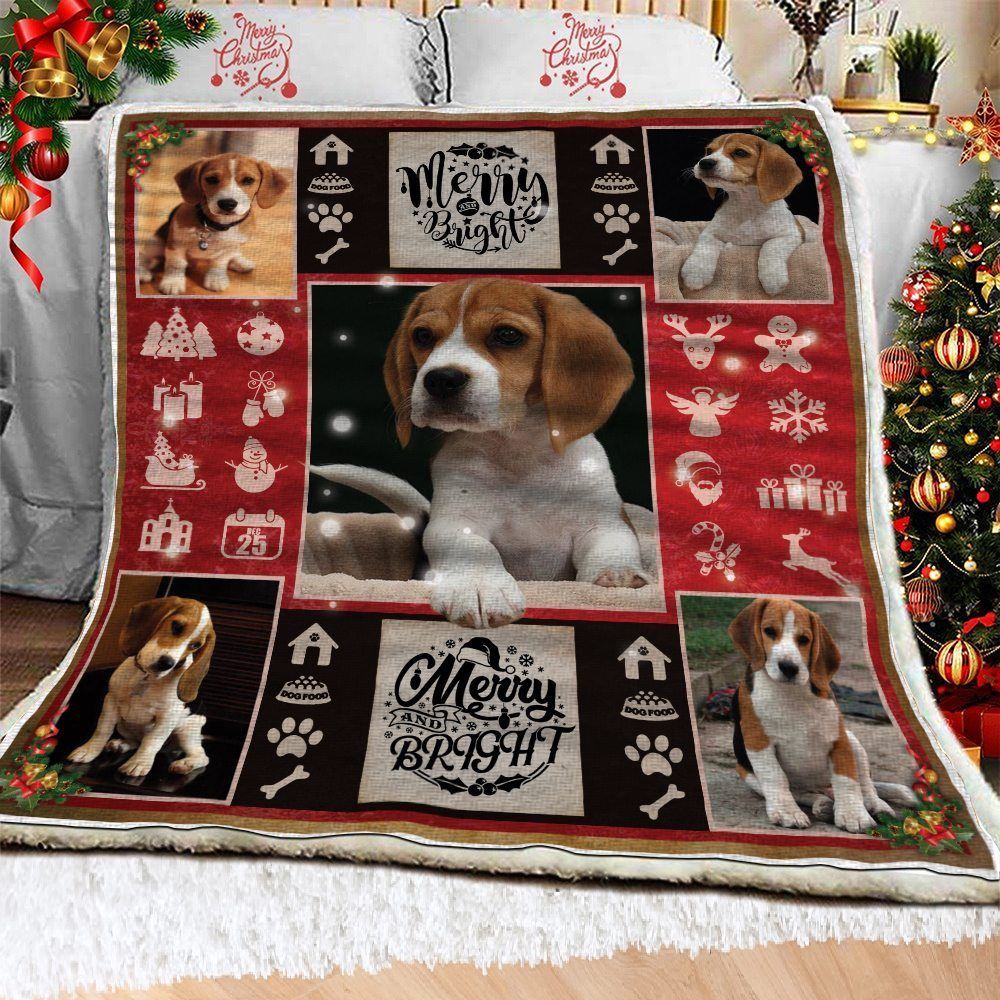 Beagle Christmas Snow Sherpa Fleece Blanket