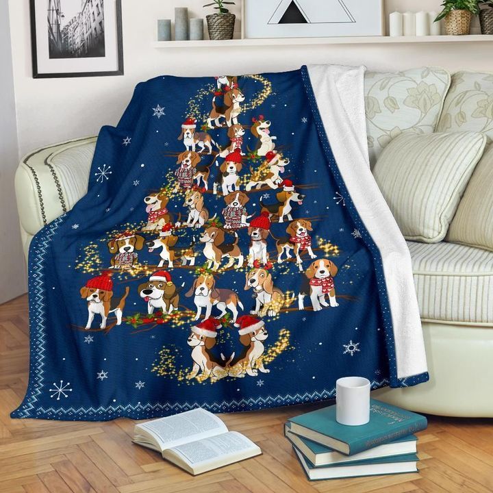 Beagle Christmas Tree Fleece Blanket