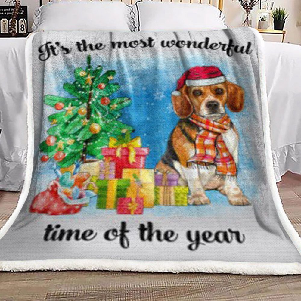 Beagle Dog Christmas Sherpa Fleece Blanket