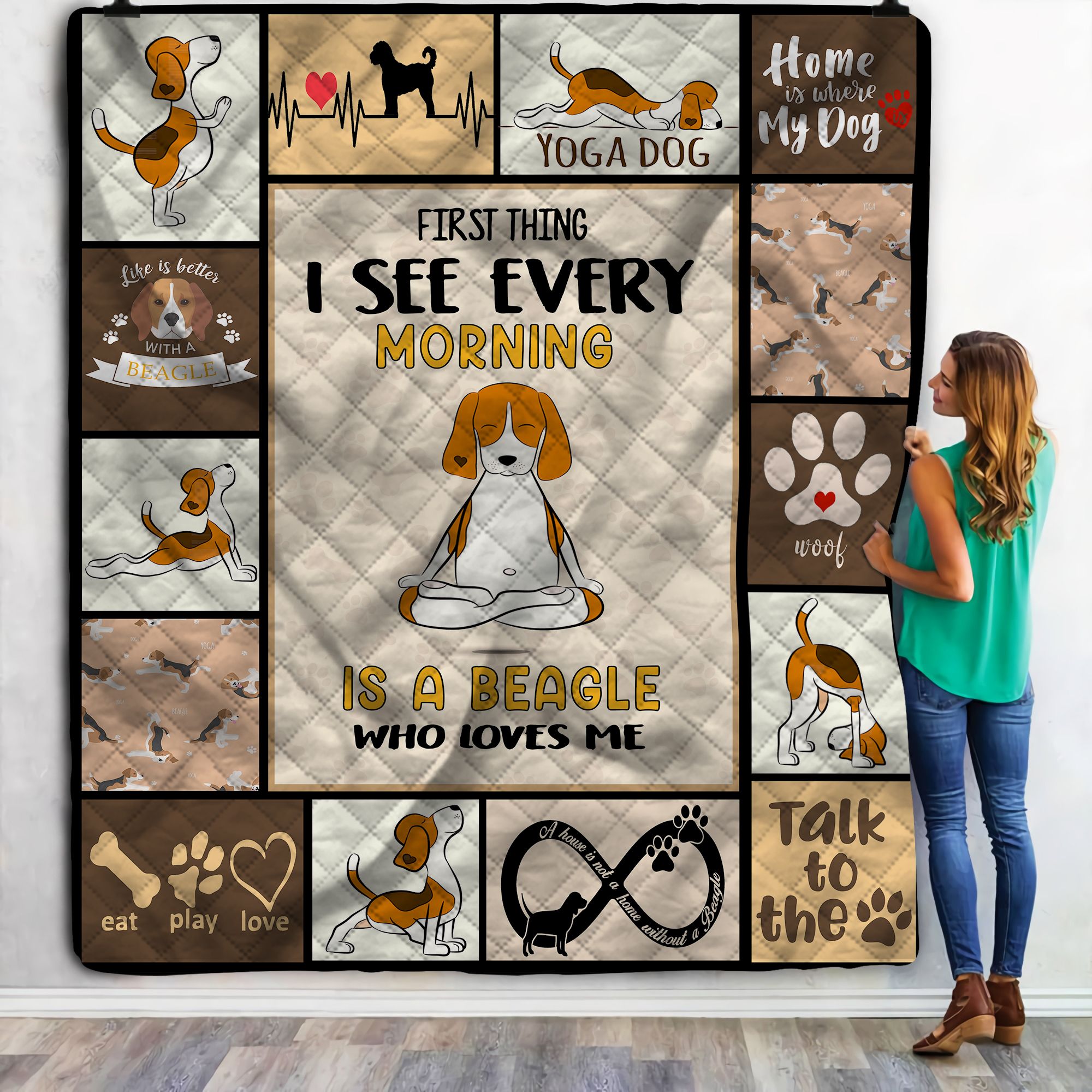 Beagle Dog First Thing I See Every Morning Is A Beagle Who Loves Me Fleece Blanket