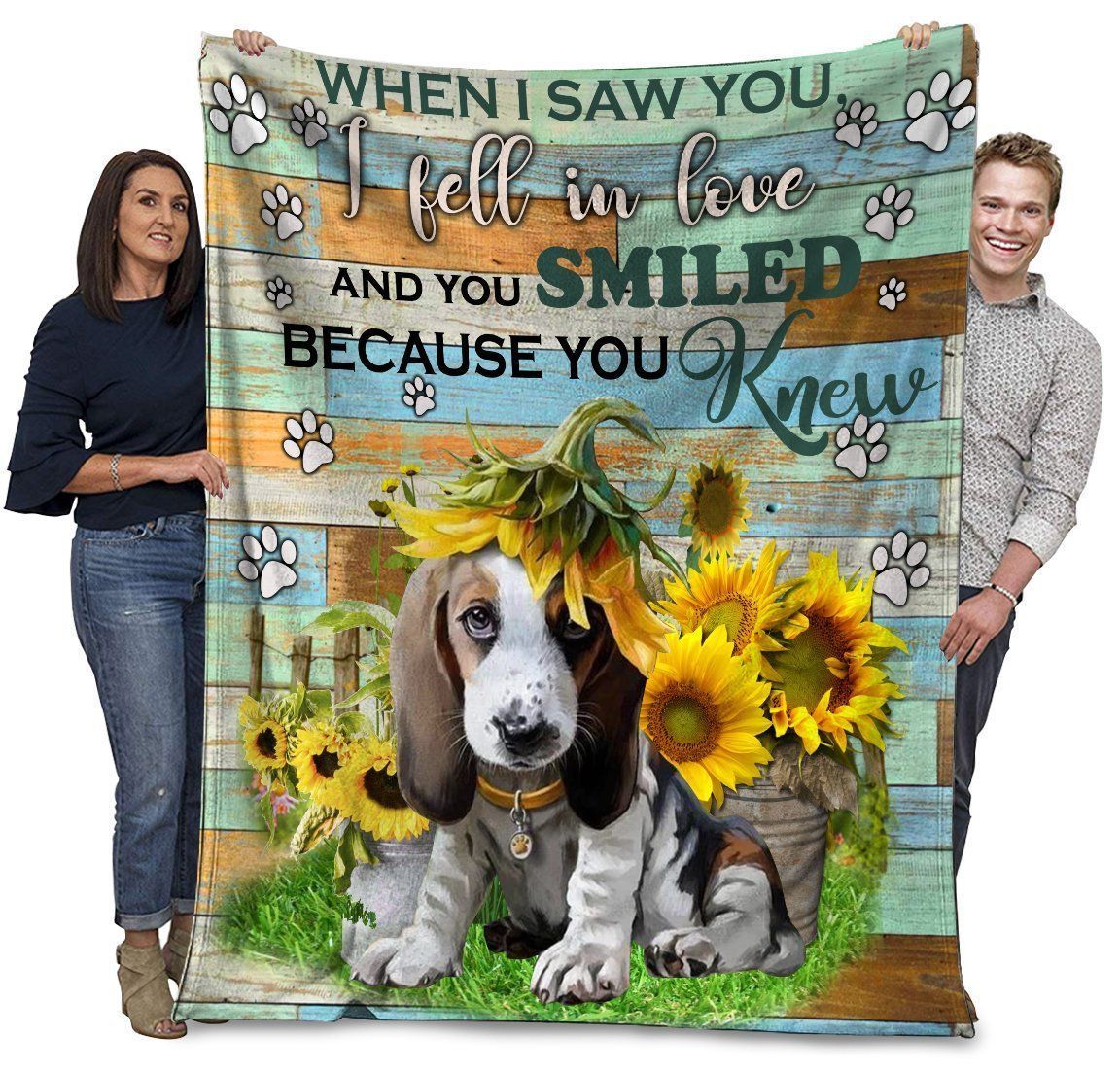 Beagle Dog When I Saw You I Fell In Love Fleece Blanket