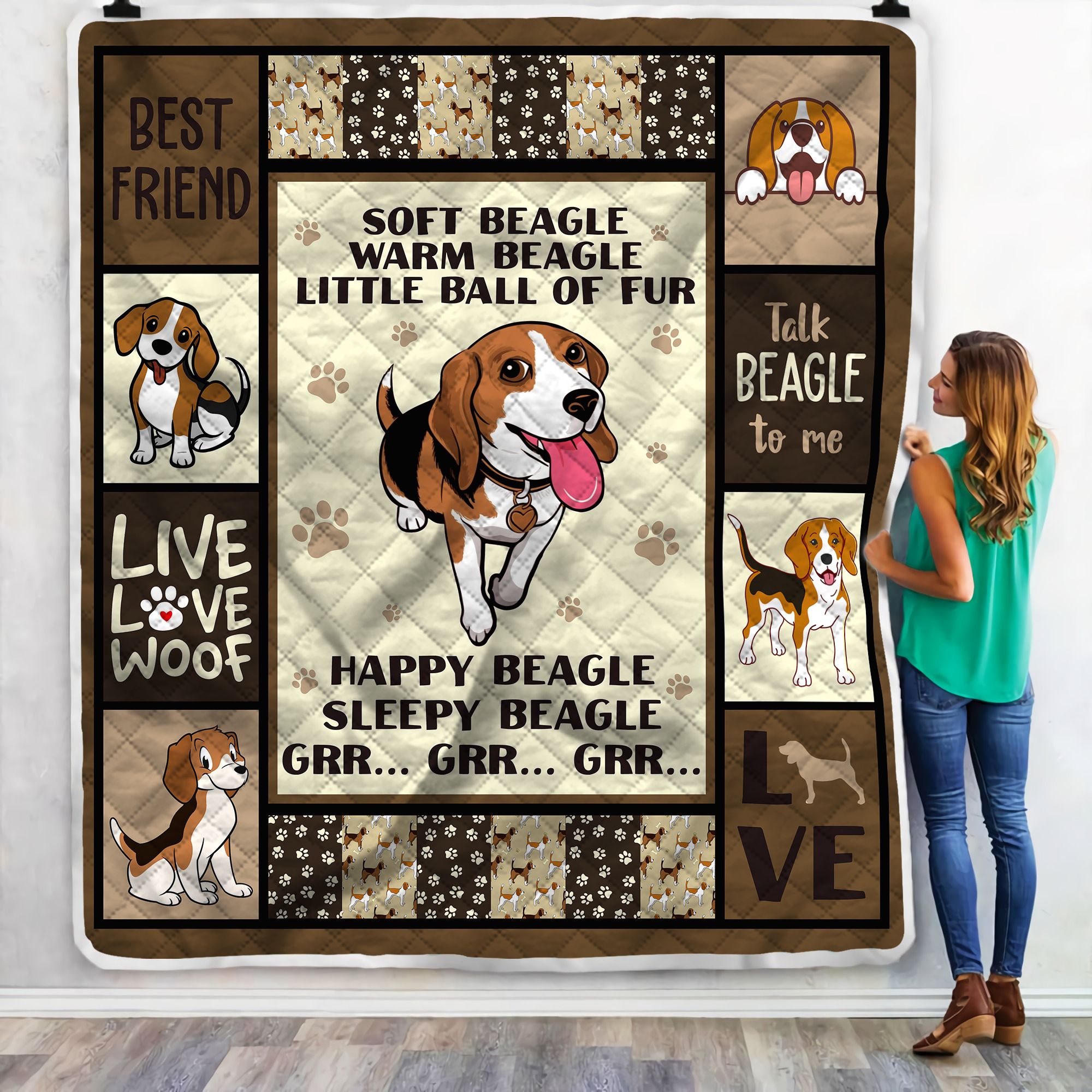Beagle Live Love Woof Fleece Blanket