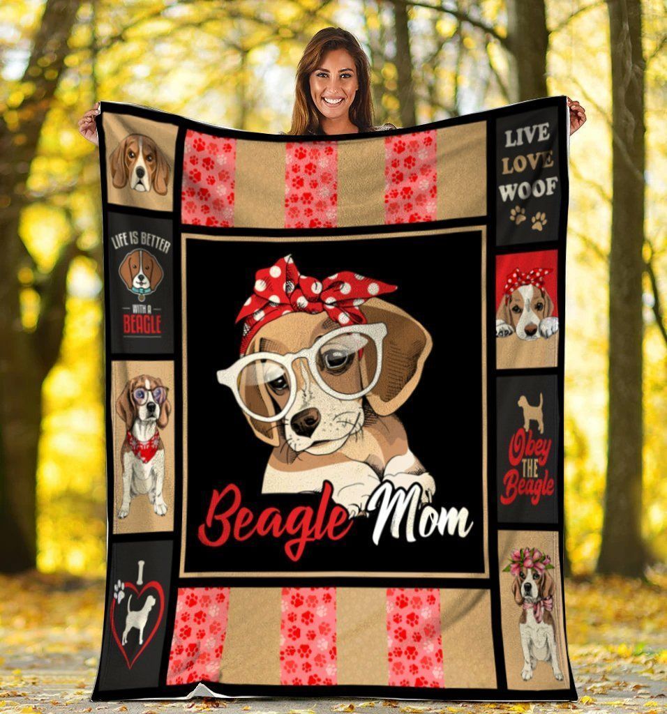 Beagle Mom Beagle Dog Glasses Red Dot Bandana Beagle Dogs Fleece Blanket