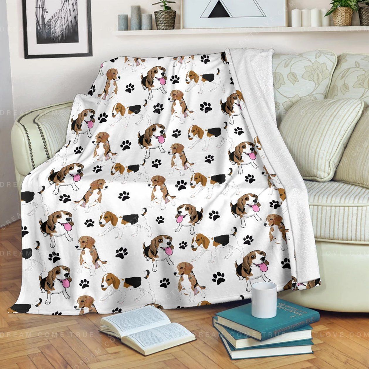Beagle Paw Sherpa Fleece Blanket