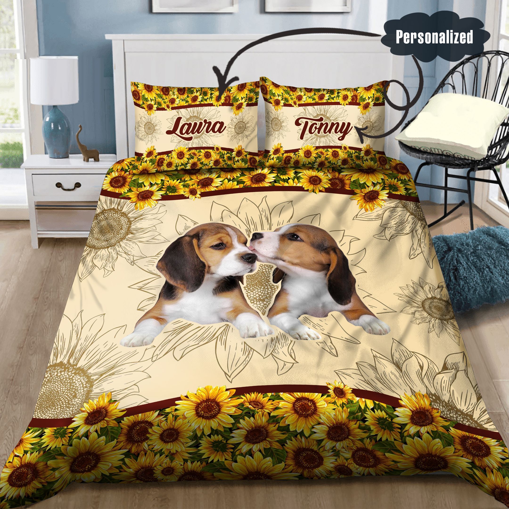 Beagle Personalized Bedding Set