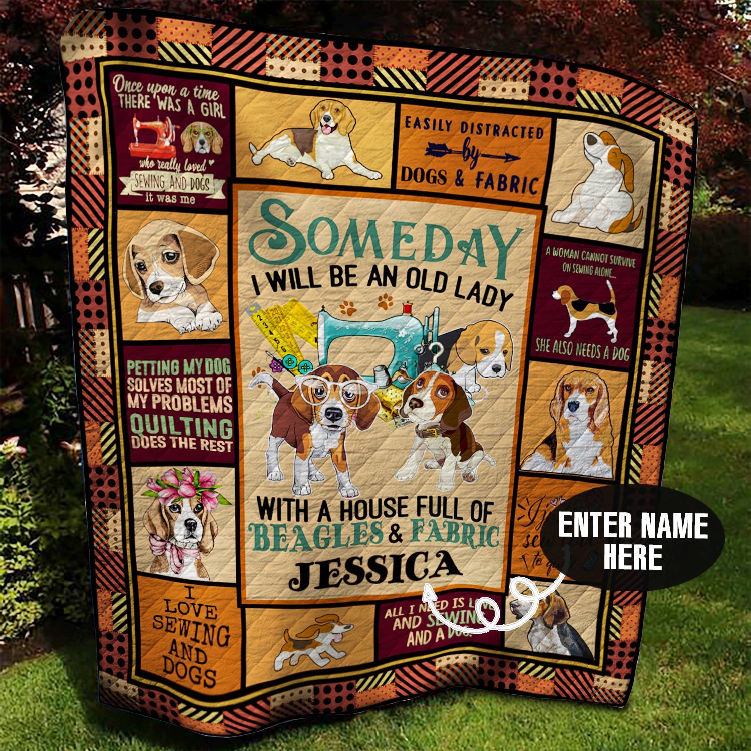 Beagle Sewing Personalized Quilt Blanket BBB090623HT