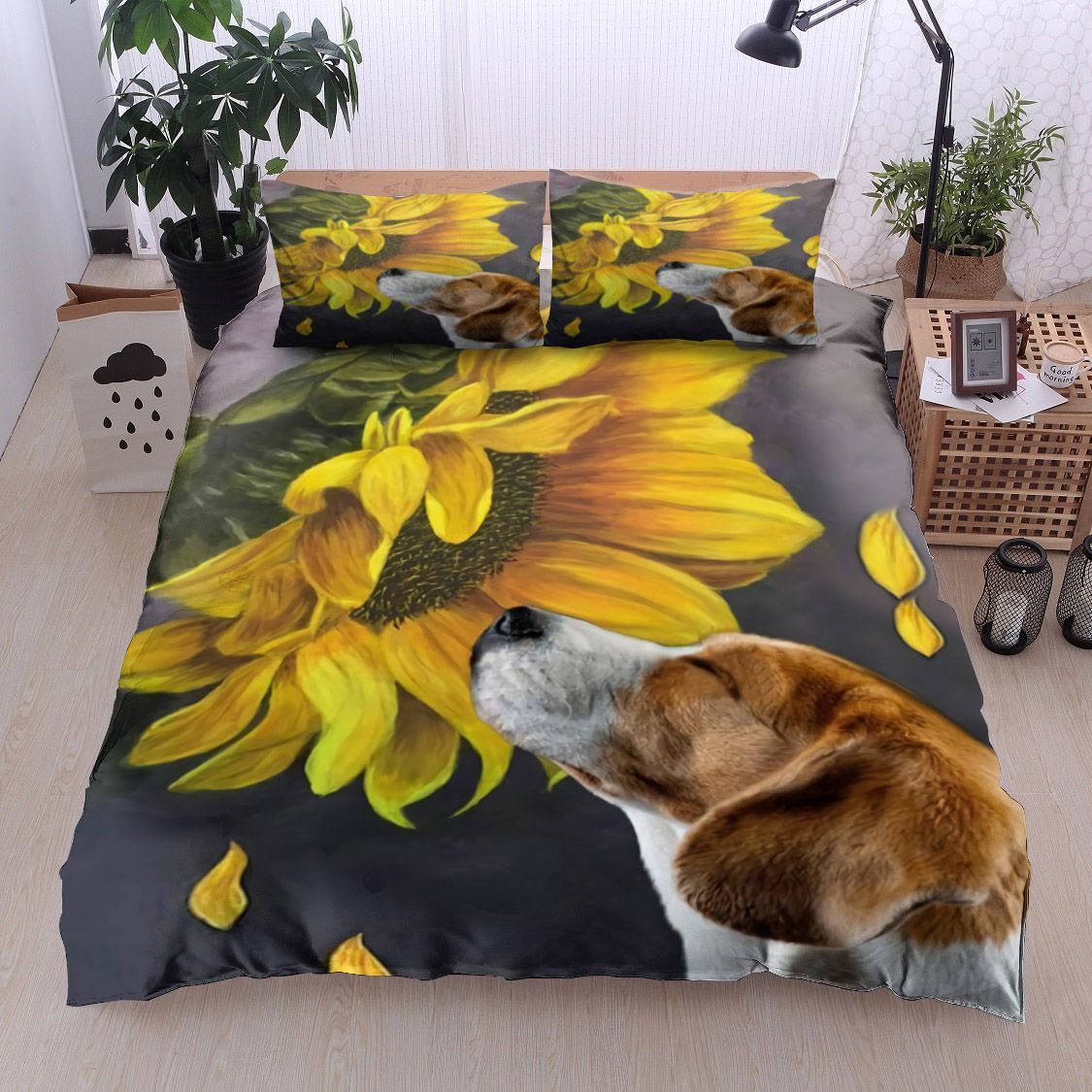 Beagle Sunflower Bedding Set