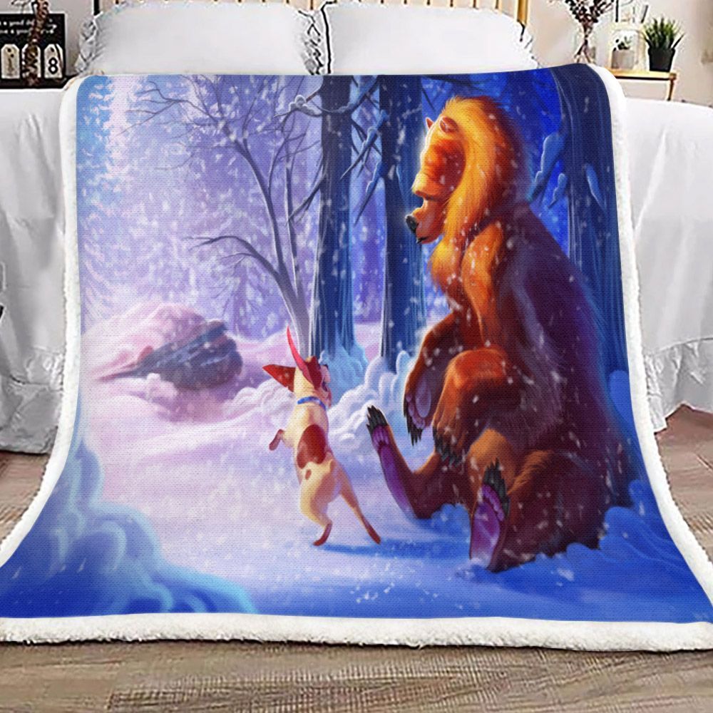 Bear And Dog Sherpa Fleece Blanket