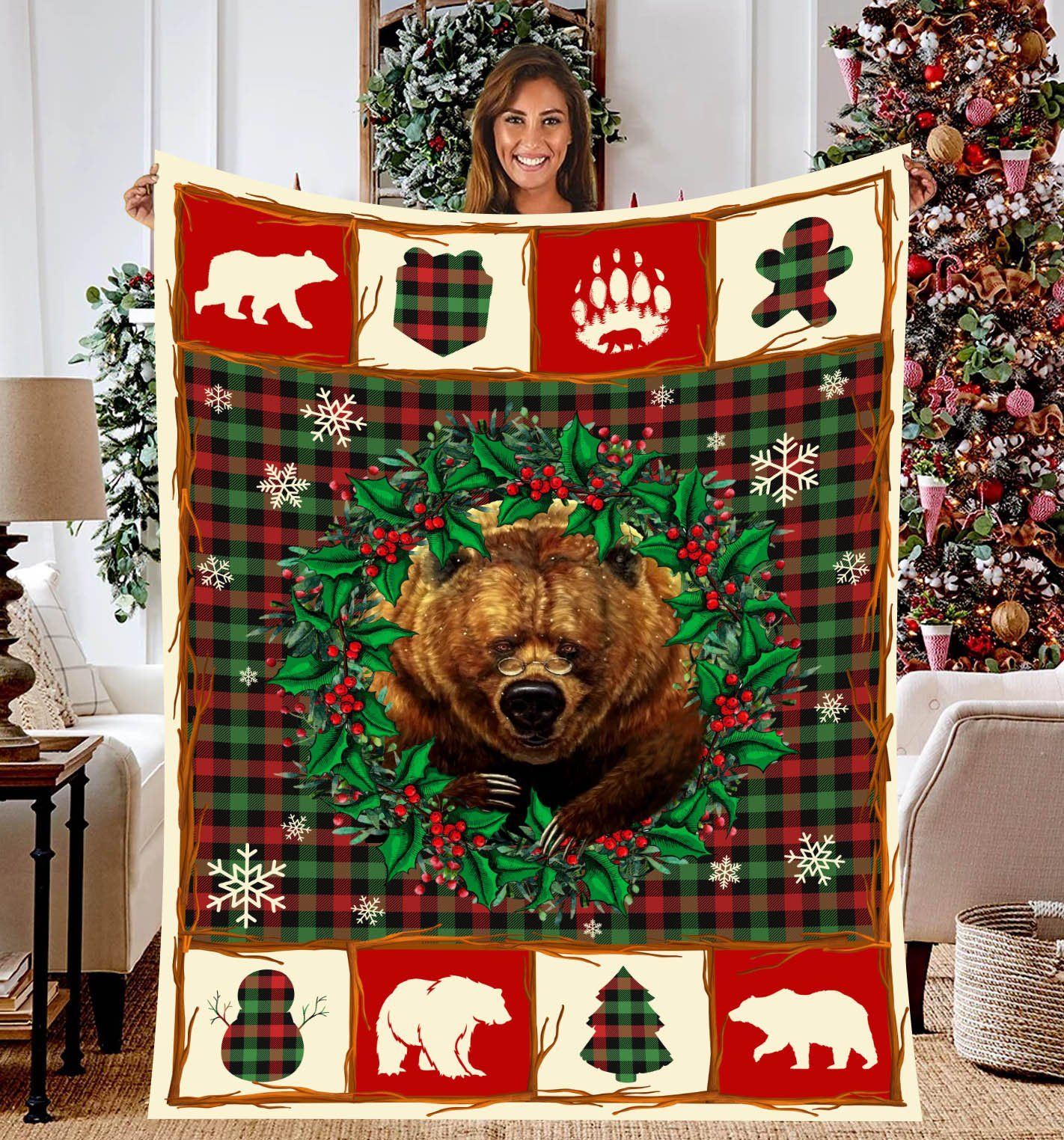 Bear Classic Yarn Syed Tartan Plaid Fleece Blanket