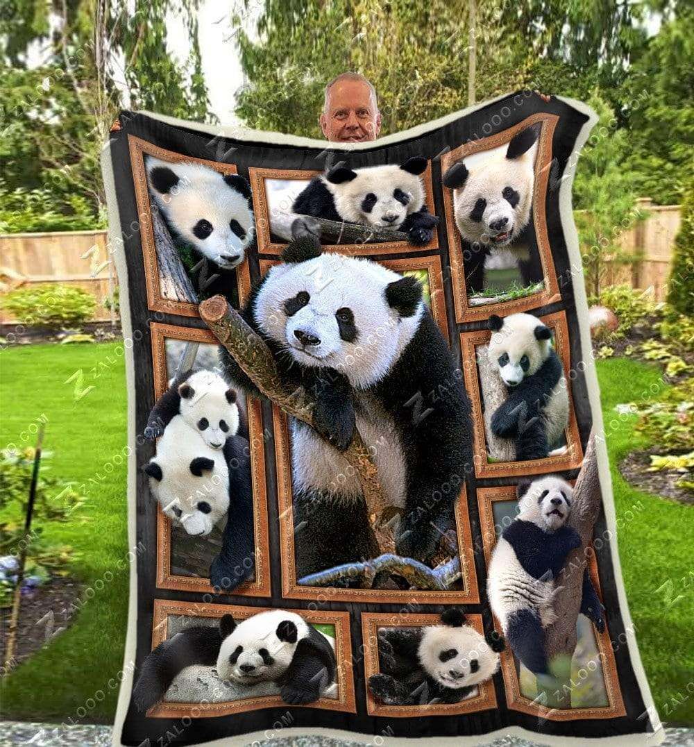 Bear Cute Panda Bears Sherpa Fleece Blanket