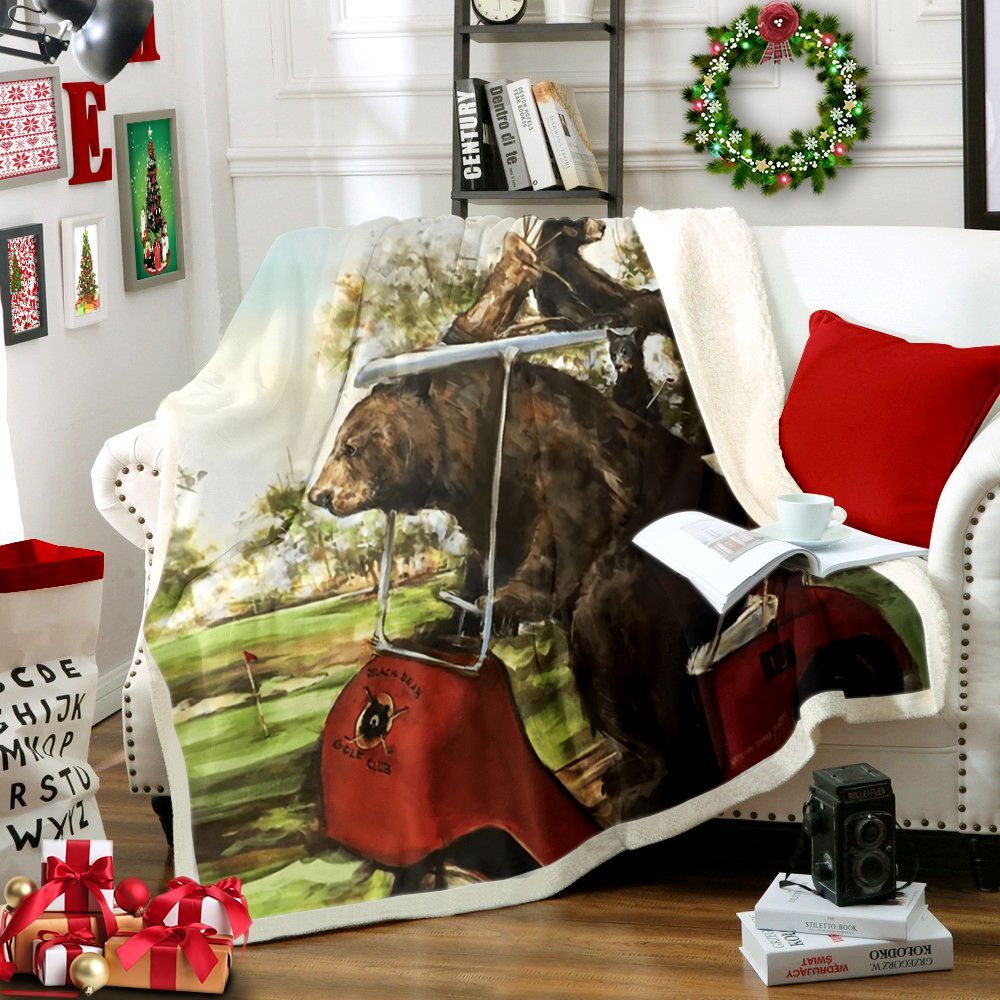 Bear Driver Golf Cart Sherpa Fleece Blanket
